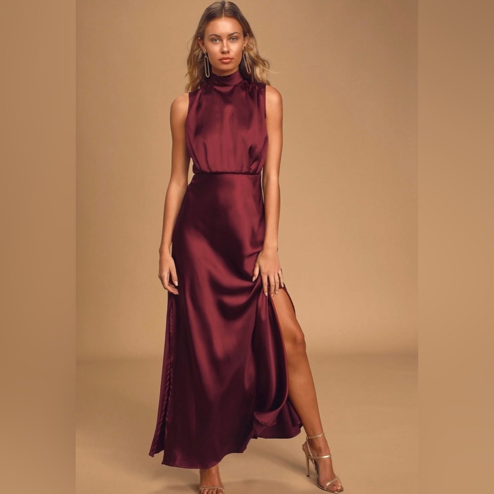 Lulus mock neck satin dress